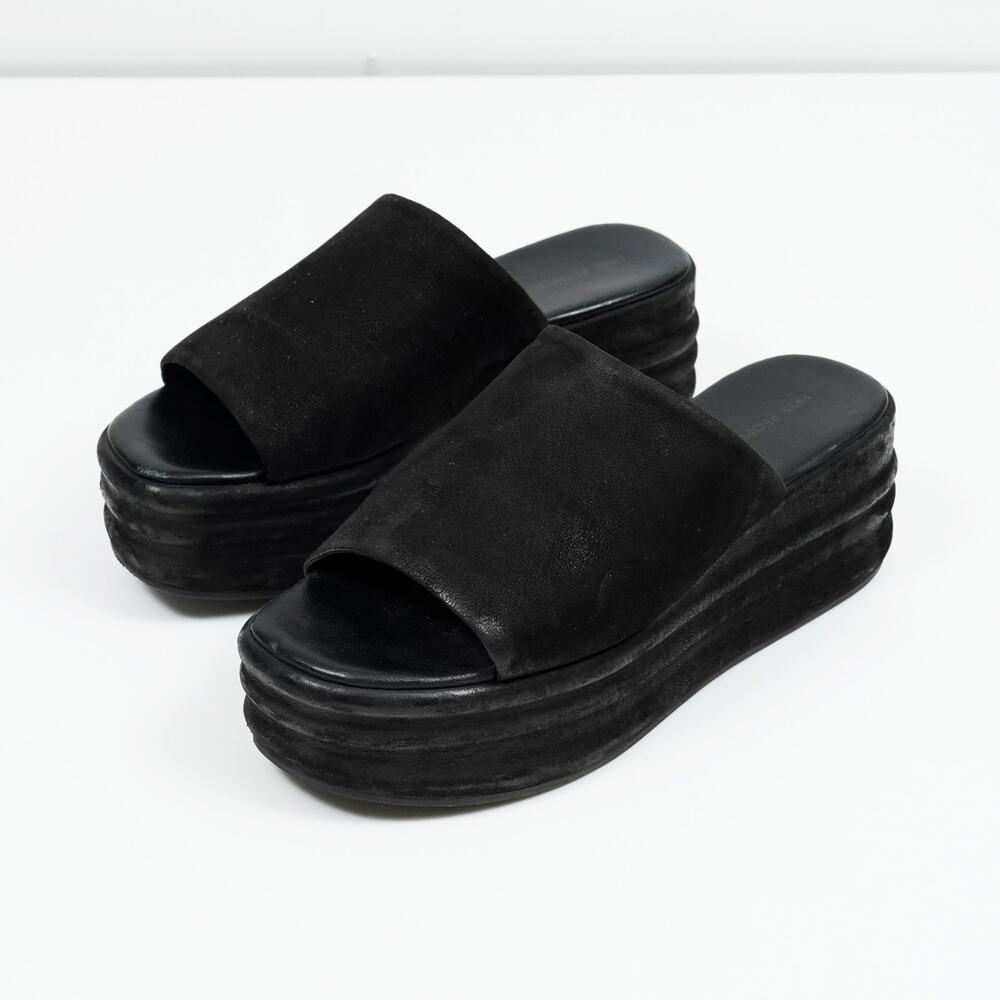 Free People Harbor Black Platform Slide Sandals Size EU 38 US 7.5-8 - Picture 2 of 10